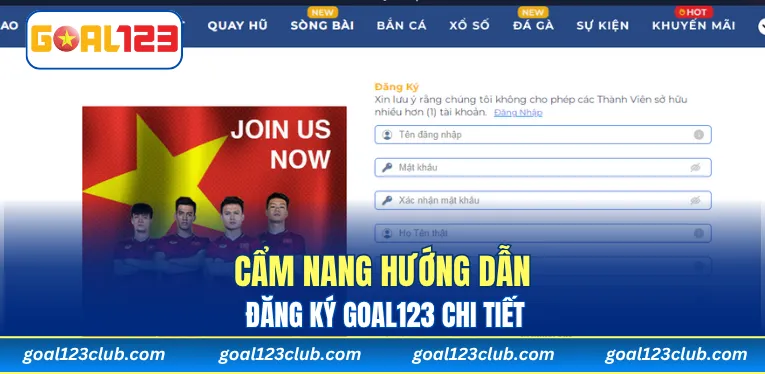 Cẩm nang hướng dẫn đăng ký Goal123 chi tiết